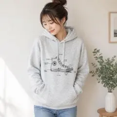 CONVERSE 裏ボア パーカー グレー M スウェット フーディ