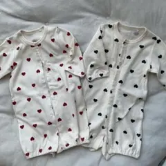 【値下げ中】西松屋　スムースハート総柄長袖コンビドレス　50-60