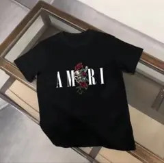 AMIRI スカル ローズ プリント Tシャツ ブラック
