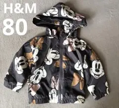 H&M ミニーマウス 総柄 フード付きジャケット 80cm