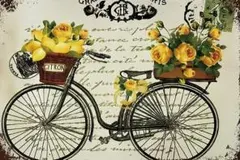 新品 自転車とレモンの花籠 ブリキ看板 フレンチシャビー パリ風 レトロ 北欧風