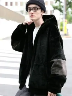 RAGEBLUE フード付きボアジャケット ブラック Mサイズ