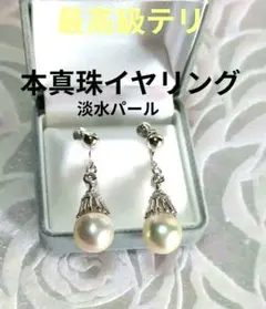 最高級テリ✨ パール イヤリング ドロップ型 シルバー 結婚式　本真珠