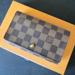 LOUIS VUITTON ダミエ エベヌ ポルトモネ トレゾール 外観極美品
