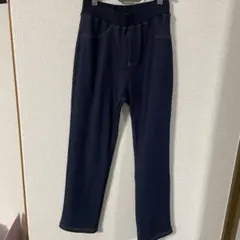 デニム風パンツ　ウエストゴム　弱裏起毛　実寸M〜L相当　楽ちんズボン　カジュアル