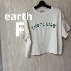earth Tシャツ　ショート丈　グロップドTシャツ　フリーサイズ　ホワイト