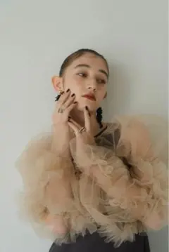 【knuth marf】tulle bolero one piece/beige