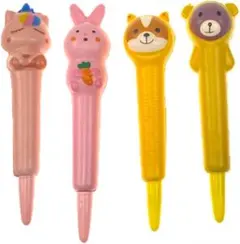 4 パックボールペン 0.5mm 黑インク動物 減圧ペン 圧力解放ペン
