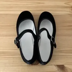 【SVEC】ブラック ベロア カンフーシューズバレエシューズ ストラップ付き