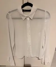 ZARA プリーツスリーブ ブラウス ホワイト XS