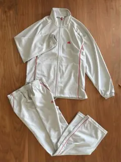 美品 adidas アディダス ジャージ上下セット アイボリー×レッド Lサイズ