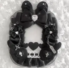 レースデコ 硬質ケースデコ トレカデコ うさ耳 黒 B8