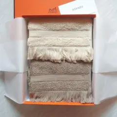 HERMES エルメス 綿＆絹 ハンドタオル Hロゴ刺繍 2枚セット