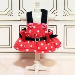 【10cmぬい服】ベルト付きジャンパースカート(ドット)