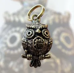真鍮 フクロウ キーホルダー 風水　幸運　福　キーリング　ふくろう