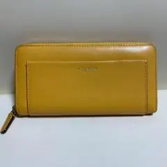 COACH コーチ 長財布 イエロー レザー ラウンドファスナー 外ポケット