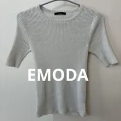 EMODA 半袖 リブニット ラメ入り シルバーFサイズのサムネイル