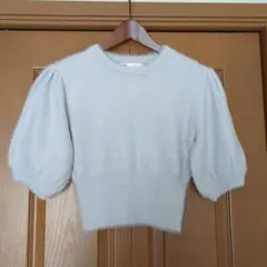 ZARA ライトグレー パフスリーブニット