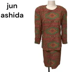 【希少美品】ジュンアシダ　ペイズリー柄　スカートセットアップ　金ボタン