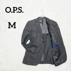 【O.P.S.】テーラードジャケット　M　ブラックグレーチェック　オンワード樫山