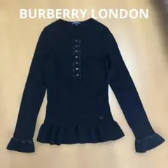 【美品】Burberry バーバリーロンドン　ニット　セーター　薄手　黒　上品