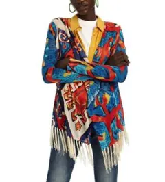 デシグアル Desigual フリンジ カーディガン 総柄 派手のサムネイル