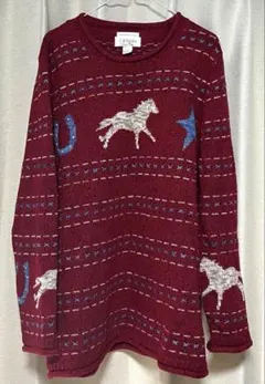 CJ Banks 手刺繍 赤 ニットセーター X