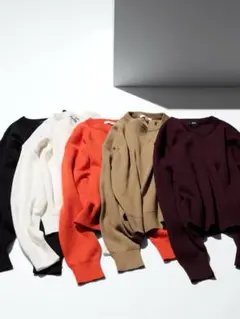 春に！美品！UNIQLO オレンジ スムースコットンクルーネック セーターM