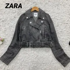 ZARA ザラ ブラックデニム ダブルライダースジャケット ジージャン