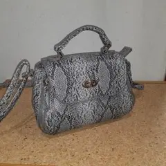 パイソン柄グレーショルダーバッグ2WAYバッグ