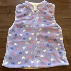 フリースジャケット ベスト 140サイズ 薄紫色 ハート模様