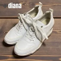 +diana プラスダイアナ 美脚ヒールアップスニーカー ホワイト24.5 美品