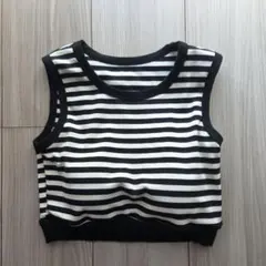 ノースリーブ ボーダー ニットトップス