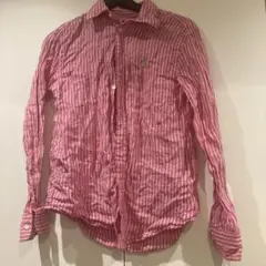 polo ラルフローレン　リネンシャツ　ストライプ　麻100% xs ピンク