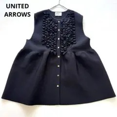 ユナイテッドアローズ P ミニフリル ニットベスト 金ボタン ペプラム ブラック