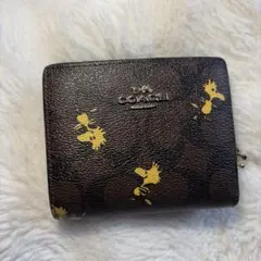 COACH スヌーピー柄 ブラウンポーチ - メルカリ