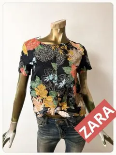 ☘️T23414☘️ZARA フラワー 花柄 半袖 ブラウス トップス Sのサムネイル