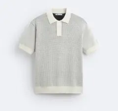 【新品未使用】 ZARA ニットポロシャツM ホワイト