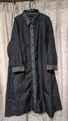 大島紬リメイクコートワンピース