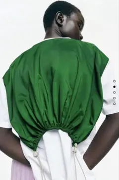 ZARA デザインTシャツ　コンビ素材切り替え