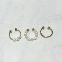 イヤーカフ 3点セット パール ゴールドカラー