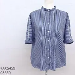 grove ピンタックドルマンシャツブラウス ストライプ柄 Mサイズ