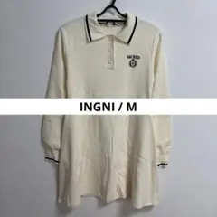【INGNI】《美品》襟付き長袖ニットワンピース　オフホワイト　M