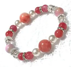ローズクォーツ、ゴールドスレッドピンク、他　パワーストーンブレスレット