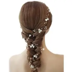 ヘッドドレス 小花 パール 1m ゴールド シルバー　金　銀