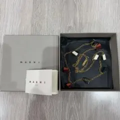 MARNI マルニ ヴィンテージネックレス レザー×樹脂パーツ マルチカラー 