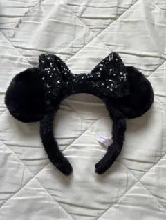 ミニーマウス風 黒いファー耳カチューシャ
