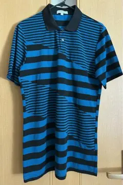 Calvin Klein GOLF 半袖ポロシャツ　青x黒マルチボーダー　M〜L