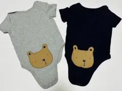 【双子】クマ刺繍ロンパース 2枚セット 6-12ヶ月