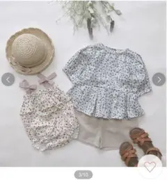 プティマイン　セットアップ　小花柄　チュニック　ボトムス　80 ズボン